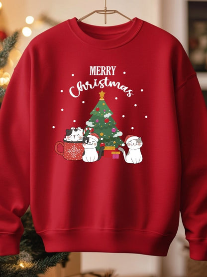 Camisola de Natal com estampa natalícia cats merry christmas 
