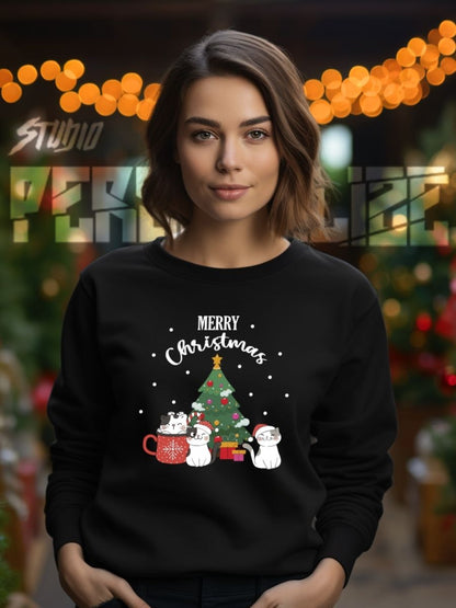 Camisola de Natal com estampa natalícia cats merry christmas 