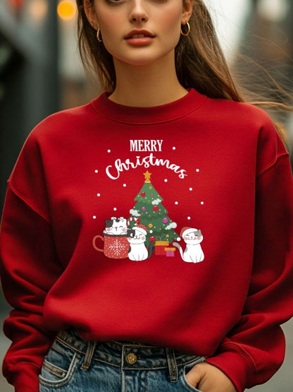 Camisola de Natal com estampa natalícia cats merry christmas 