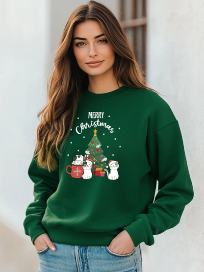 Camisola de Natal com estampa natalícia cats merry christmas 