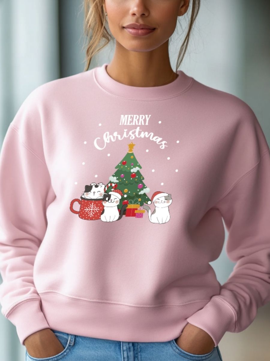 Camisola de Natal com estampa natalícia cats merry christmas 