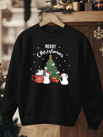 Camisola de Natal com estampa natalícia cats merry christmas 