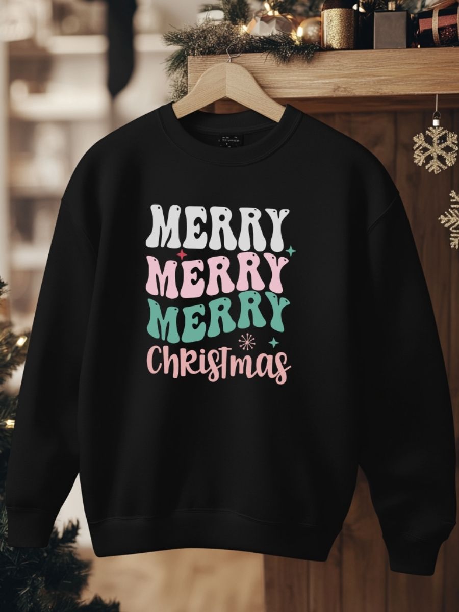 Camisola de Natal com estampa natalícia merry christmas 