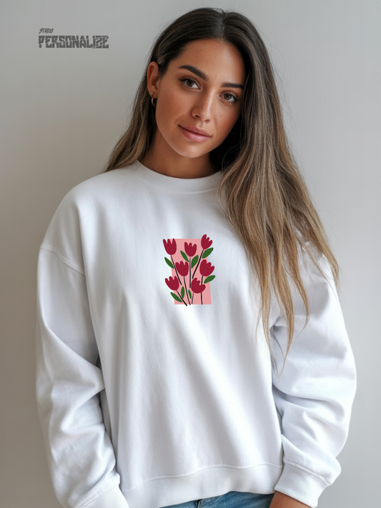 Camisola Sweatshirt Flores Conforto e Durabilidade